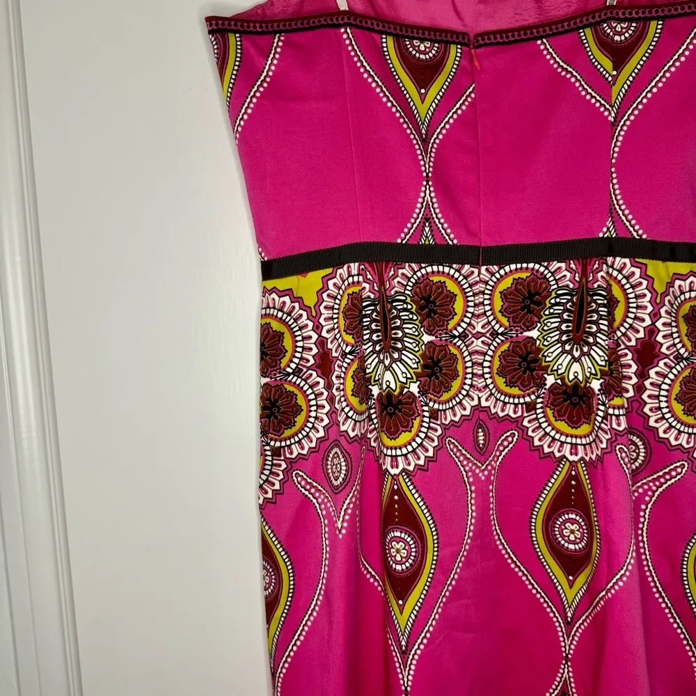 Laundry By Shelli Segal Pink A-Line Strapless Paisley Print Dress Size 10 - Image 6