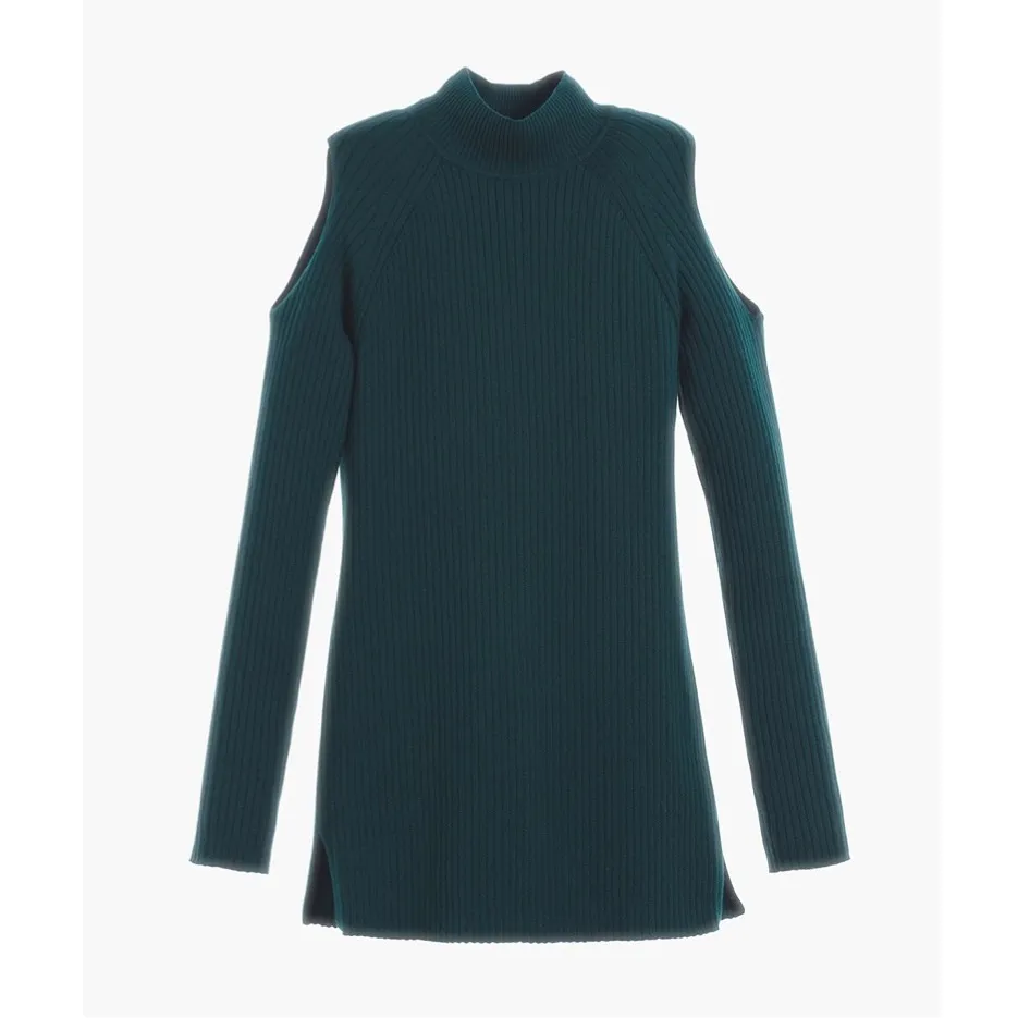 NWOT CHICO'S Cold-Shoulder Sydney Pullover Sweater Top Teal Stretch - Image 3