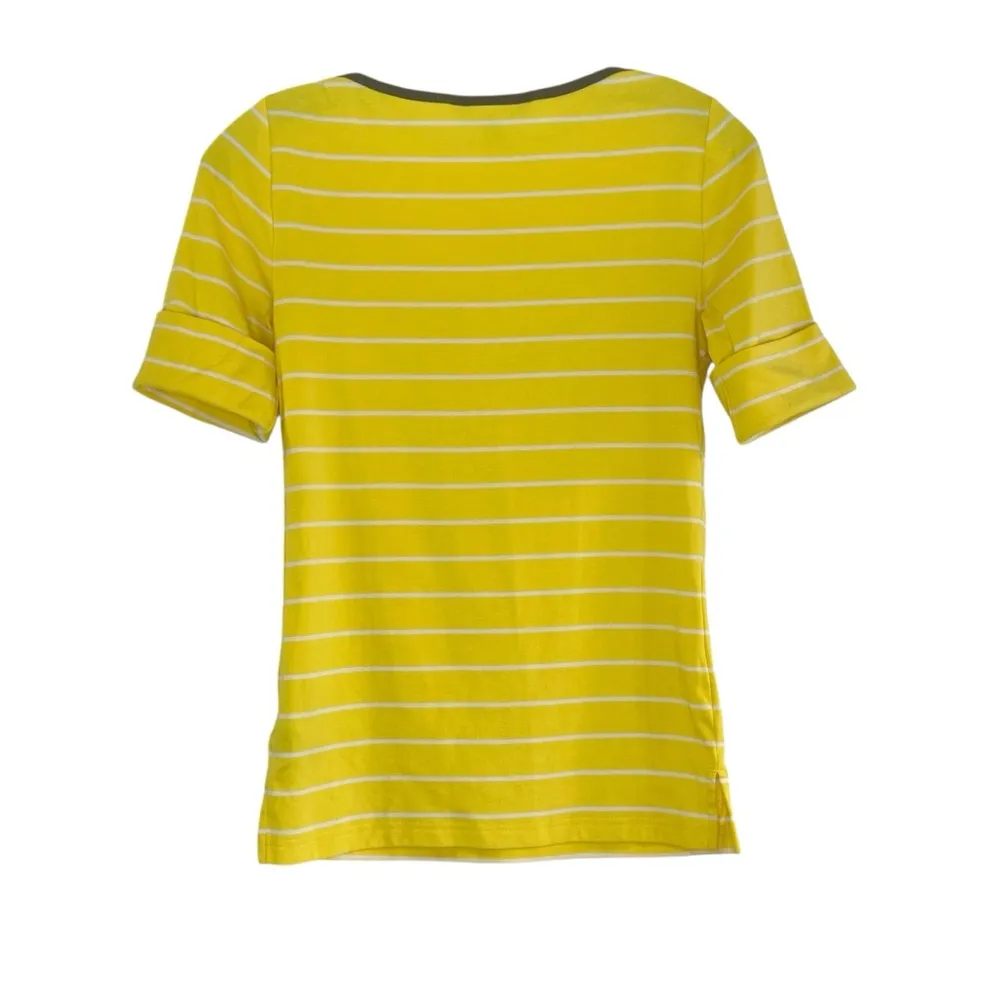 Lauren Ralph Lauren Boatneck Cuffed Sleeve T-Shirt Yellow Striped M - Image 4
