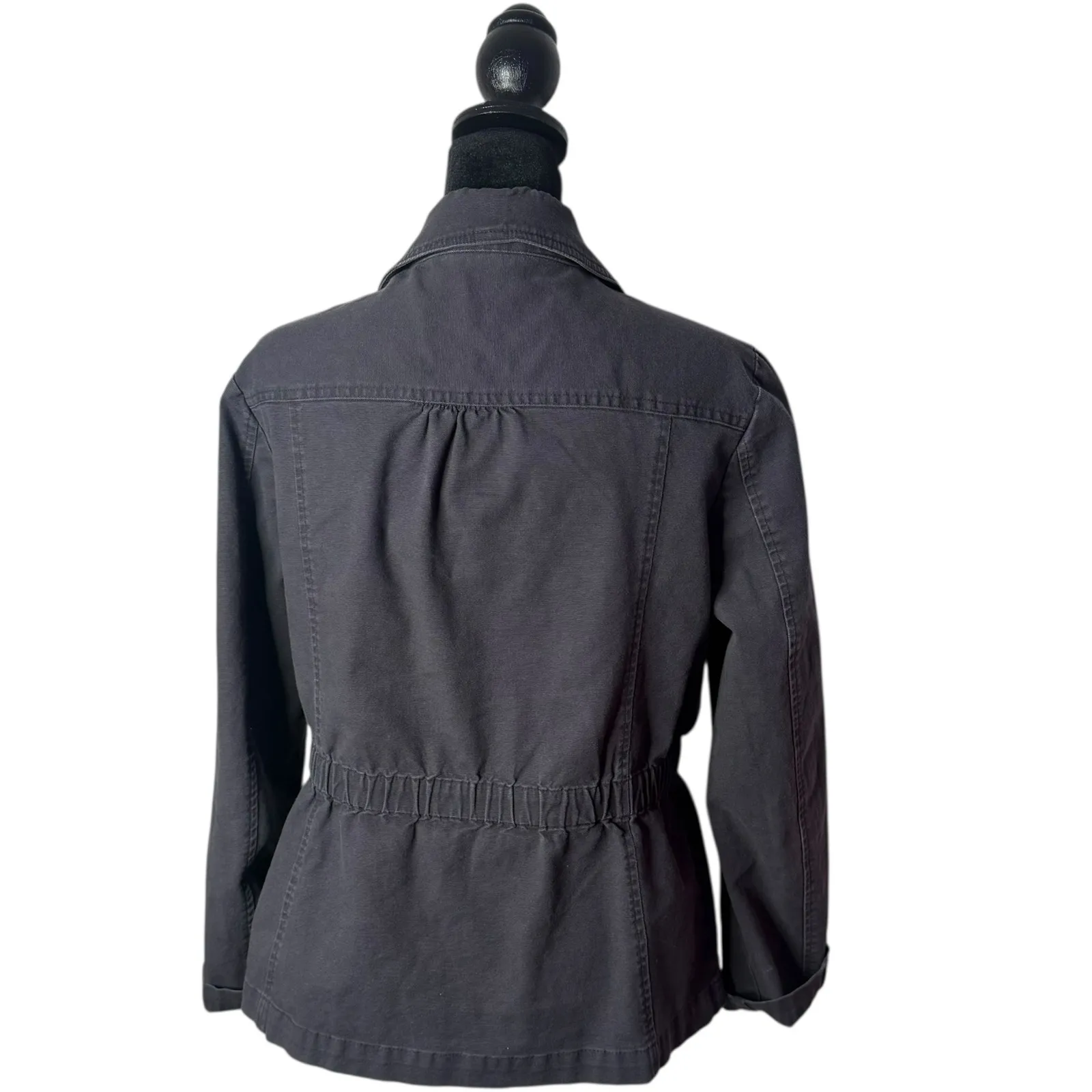 LOFT‎ Utility Jacket Womens Size M P Gray Distressed Grunge Cargo Commuter - Image 3