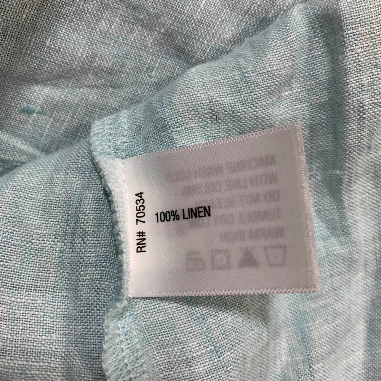 Orvis Womens Button Down Shirt XL Blue Linen 3/4 Sleeve Pockets Casual READ - Image 6