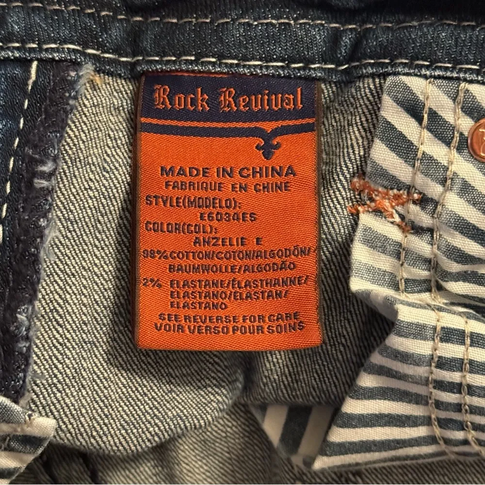 Rock Revival Anzelie Easy Boot Women Size 28 Thick Stitch Embroidered Blue Jeans - Image 12