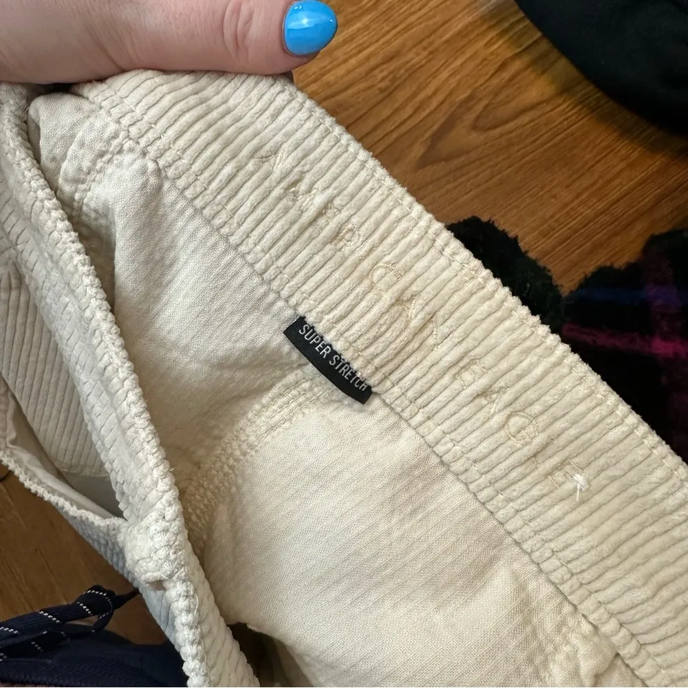 AEO | Cream Corduroy Zip Front Super High Rise A-Line Mini Skirt Size 6 Women's - Image 7