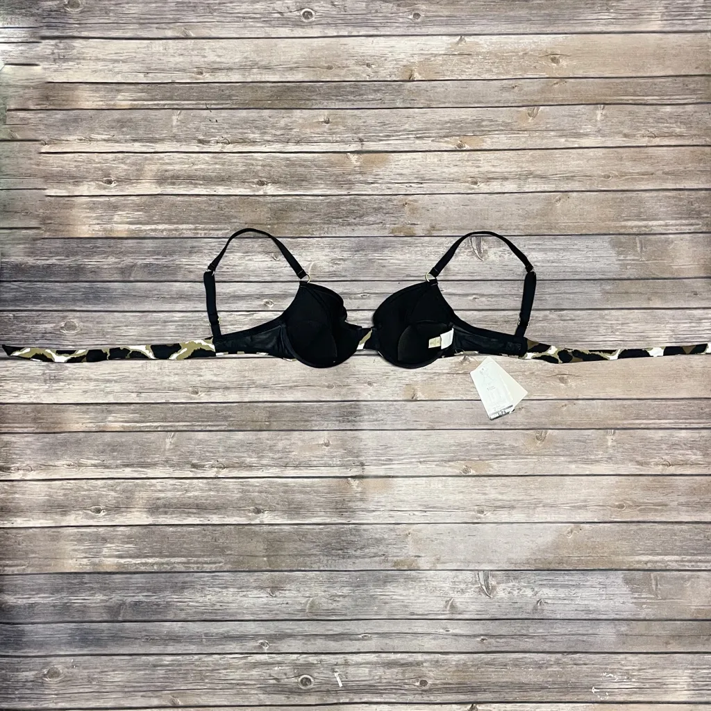 Swim Systems Animal Print Convertible Straps Underwire Push Up Bikini Top Small Black - Image 6
