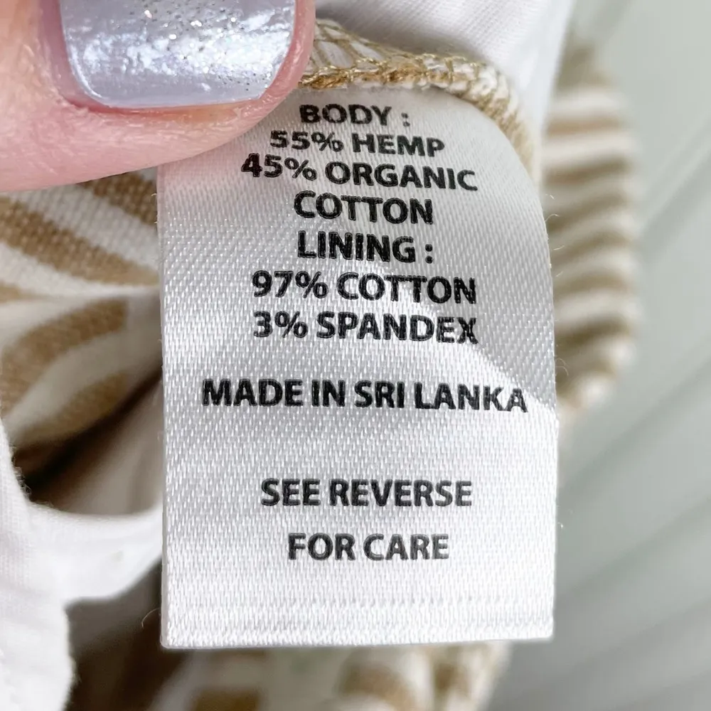 Spartina 449 Lawton Stripe Crop Pant in Tannin Stripe Hemp Cotton Blend Size 6 - Image 9