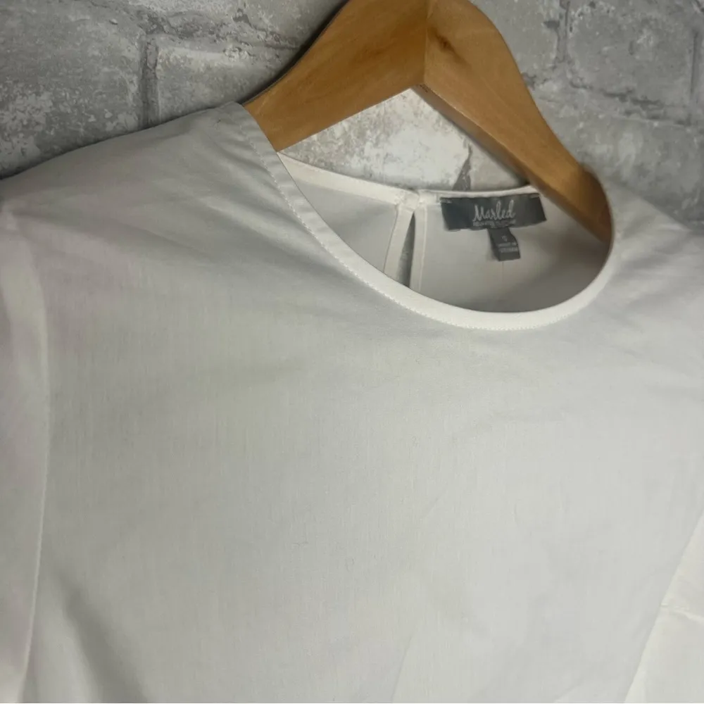 Marled Reunited Clothing White Bell Sleeve Boxy Blouse Size Small - Image 4