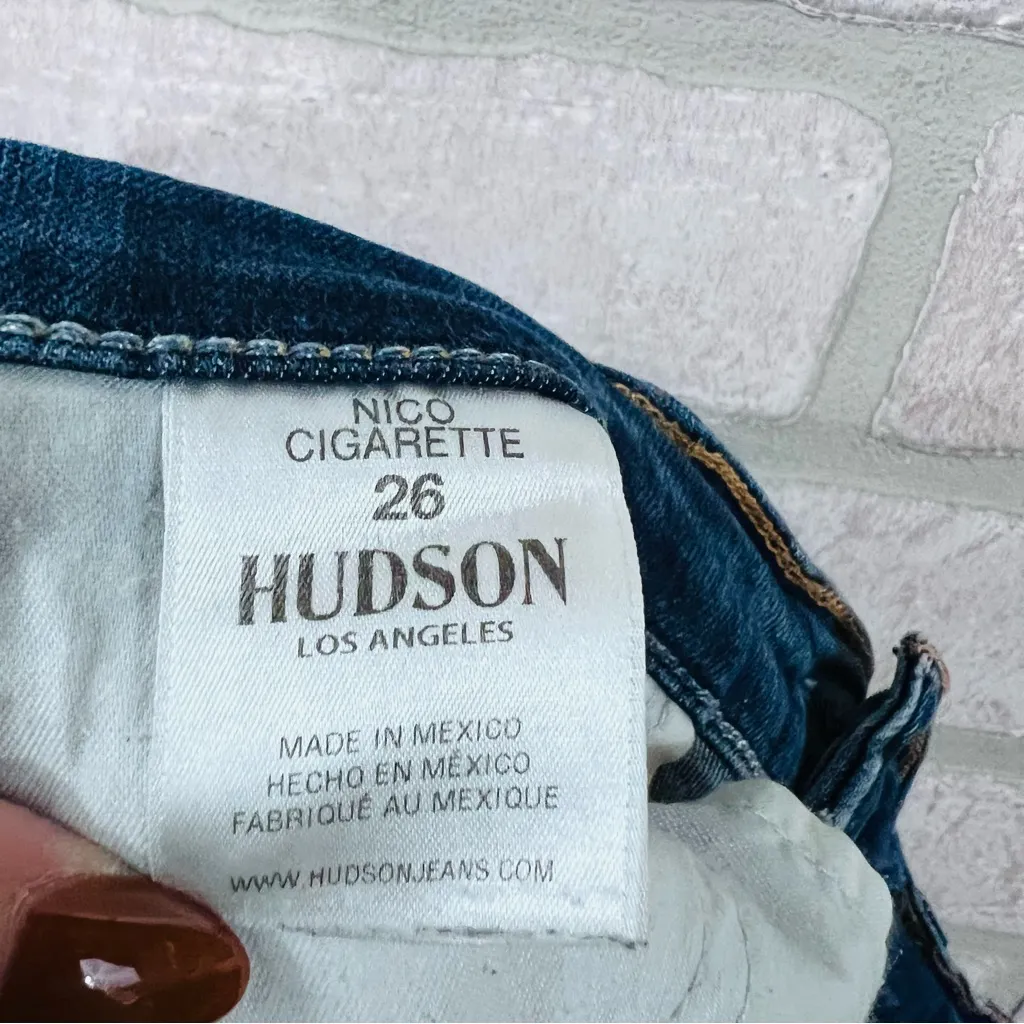 Hudson Nico Cigarette Raw Hem Distressed Jeans in Oush Wash Size 26 - Image 9