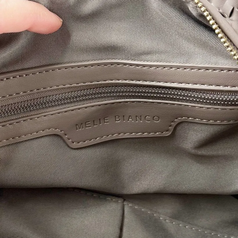 Melie Bianco Anthropologie Brigitte Woven Satchel Shoulder Bag Purse Gray - Image 8