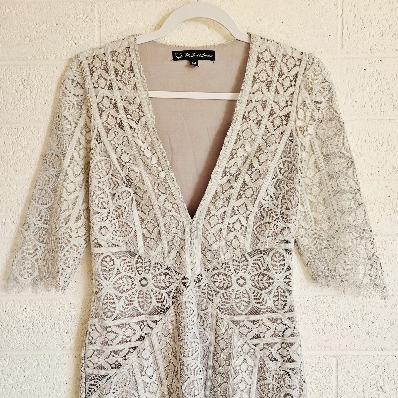 For Love & Lemons Lyla Cocktail Lace Dress‎ in Silver Size Medium - Image 4