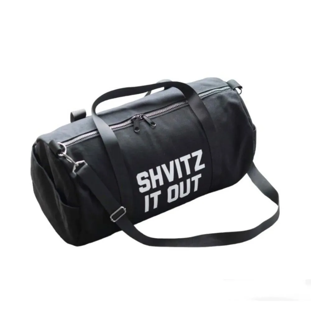 Shvitz it Out Gym Bag UNKOSHER MARKET Black Canvas Removable Strap - Image 4