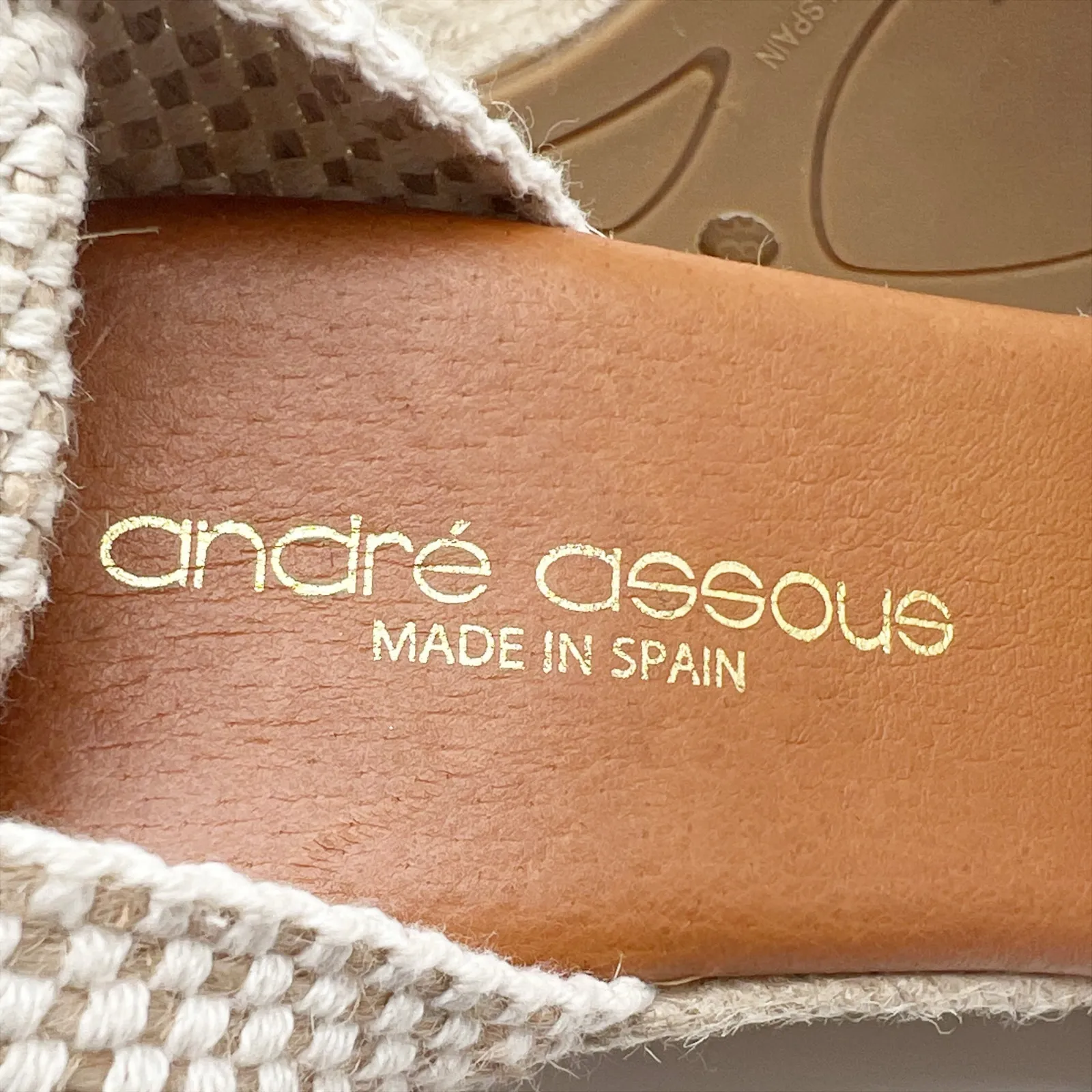 Andre Assous Ensley Flower Embroidered Espadrille Wedge Sandals Size 38 Tan - Image 9