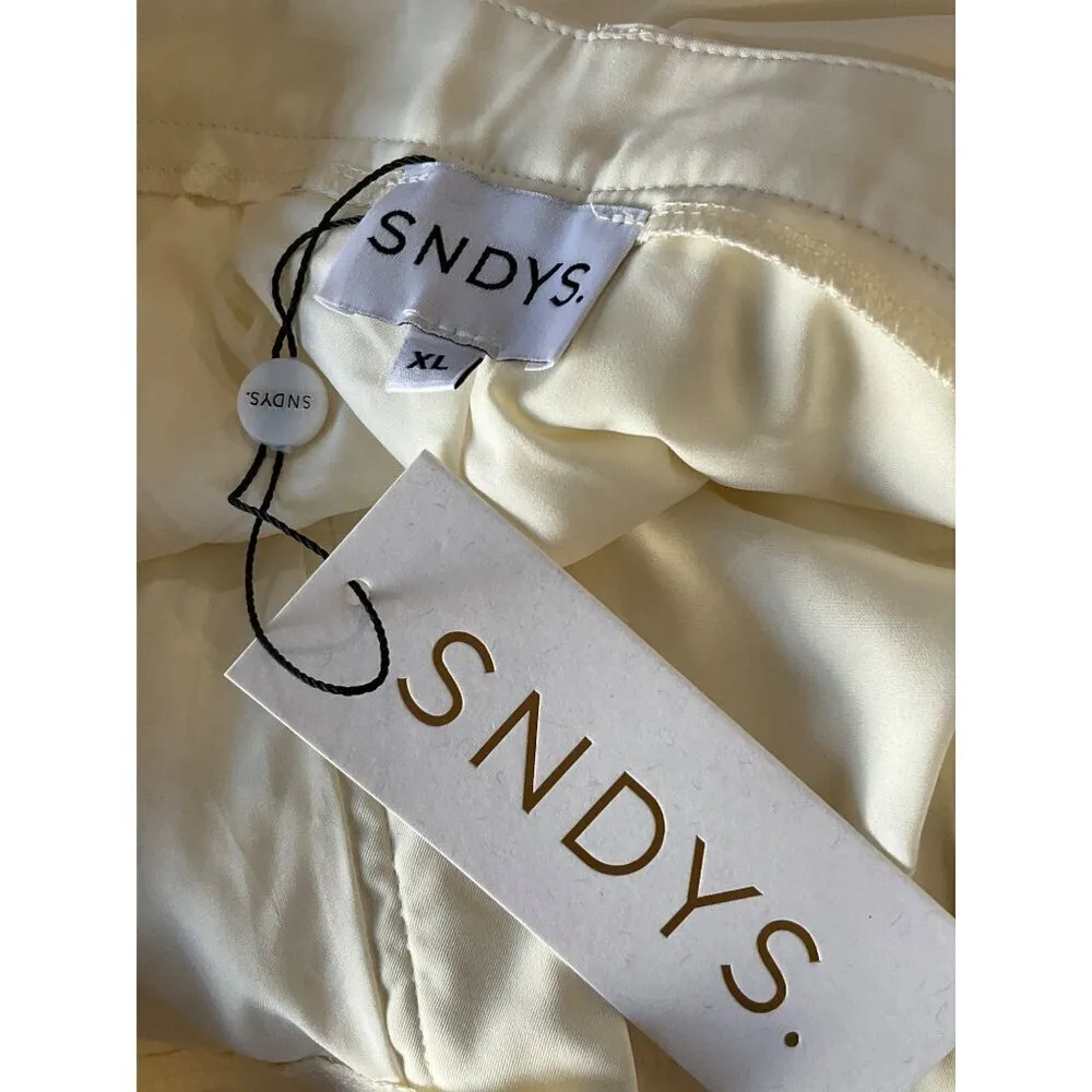 SNDYS Roma Pants in Ivory XLarge New Womens Wide Leg Trousers White Size XL - Image 8