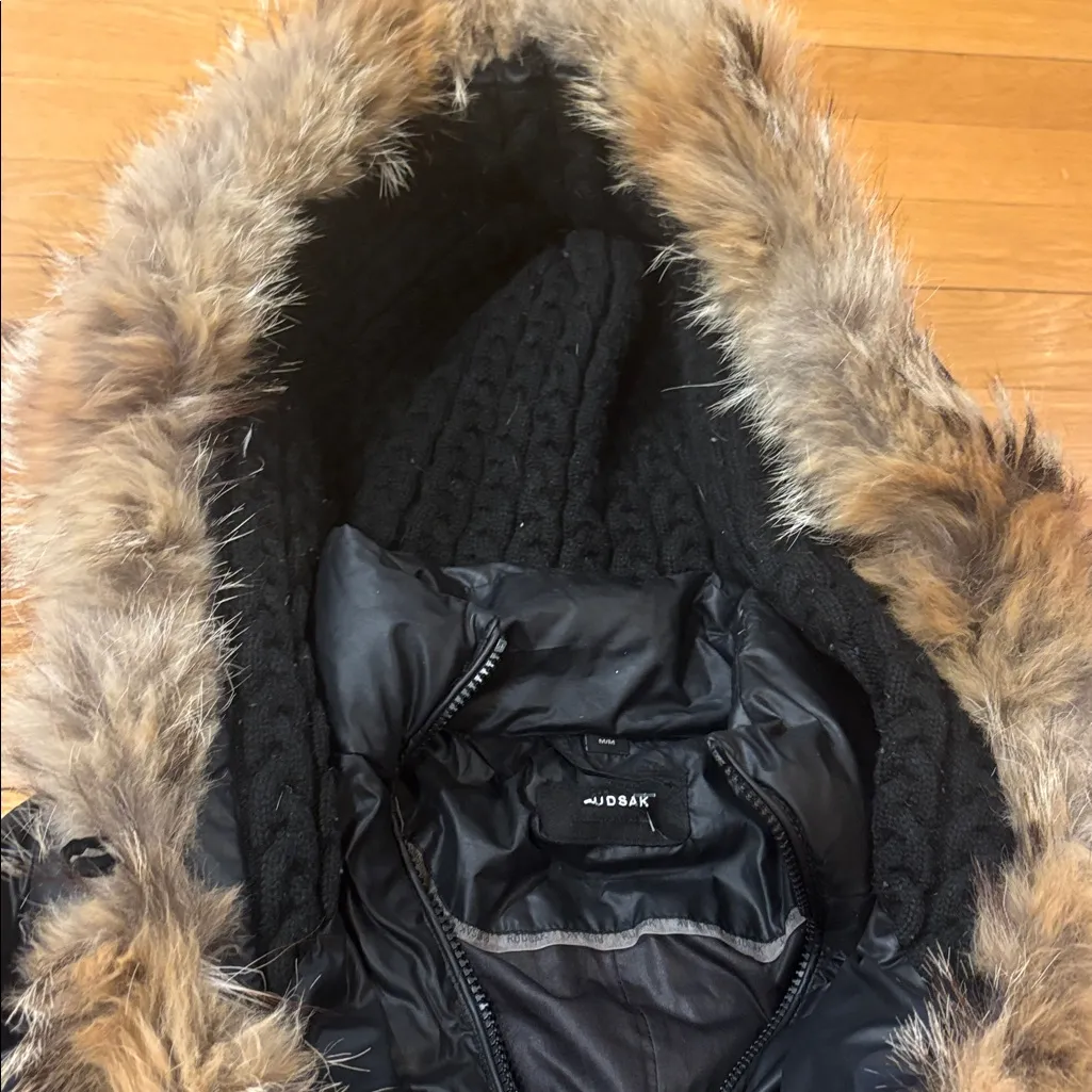 RUDSAK Black Puffer Coat with Fur Trim Size M - Image 3