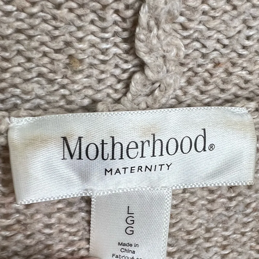 Motherhood Maternity Open Front Cardigan Sweater Large Beige Pockets - Image 2