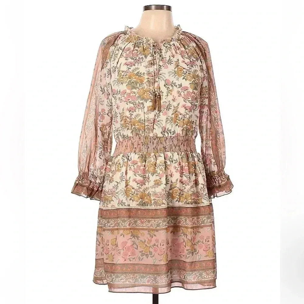 Anthropologie LOVE THE LABEL Boho Floral Tippy Border Dress Euphoria Size L NWT - Image 3