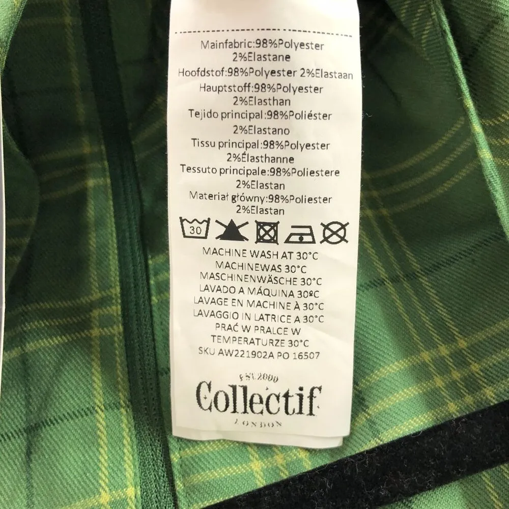 Collectif London Modcloth Florina Leaf Check Jumpsuit Plaid Green US S - Image 7