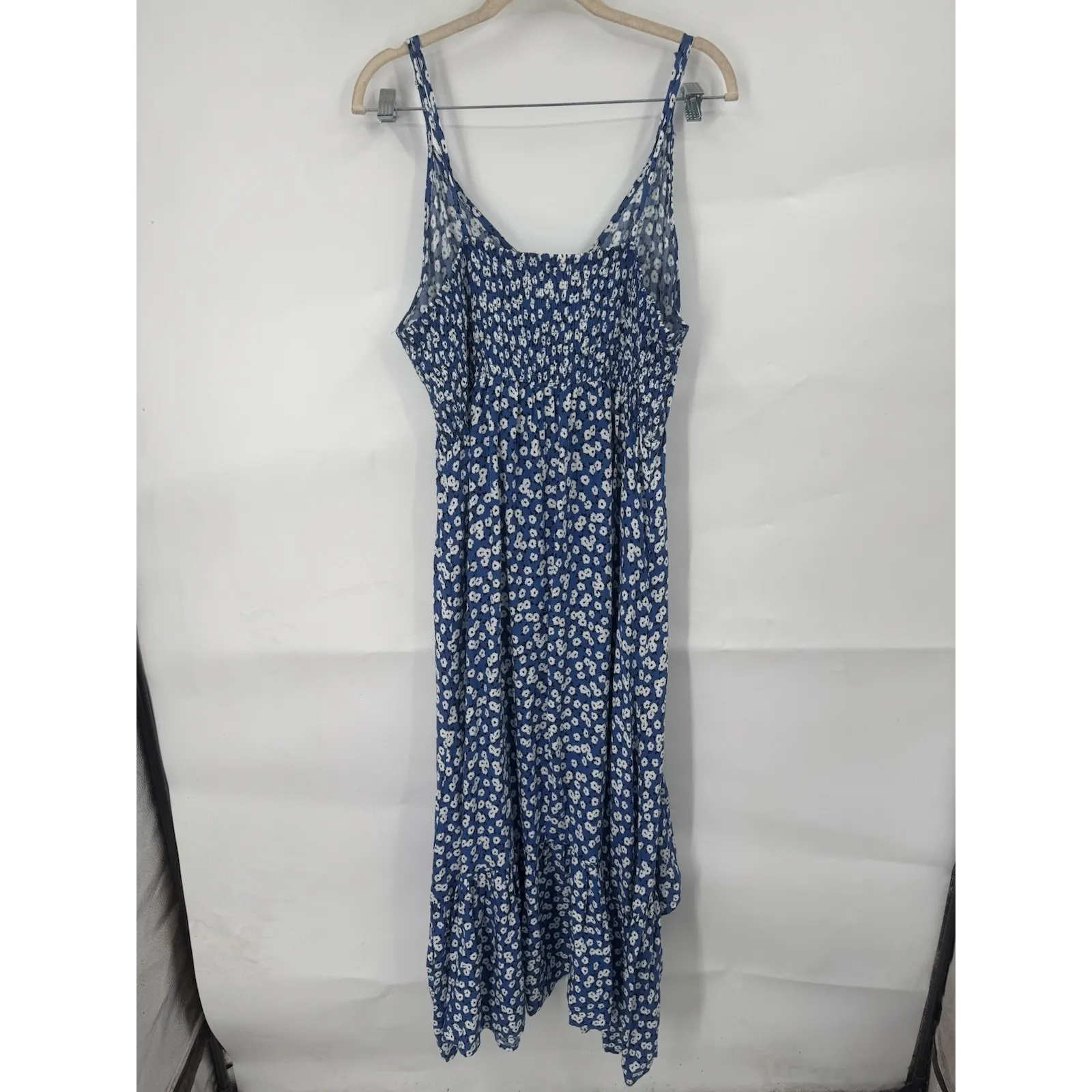 Pacific Vibes Floral Blue Midi Dress Women XXL Sundress Beach Coastal Preppy Size undefined - Image 2