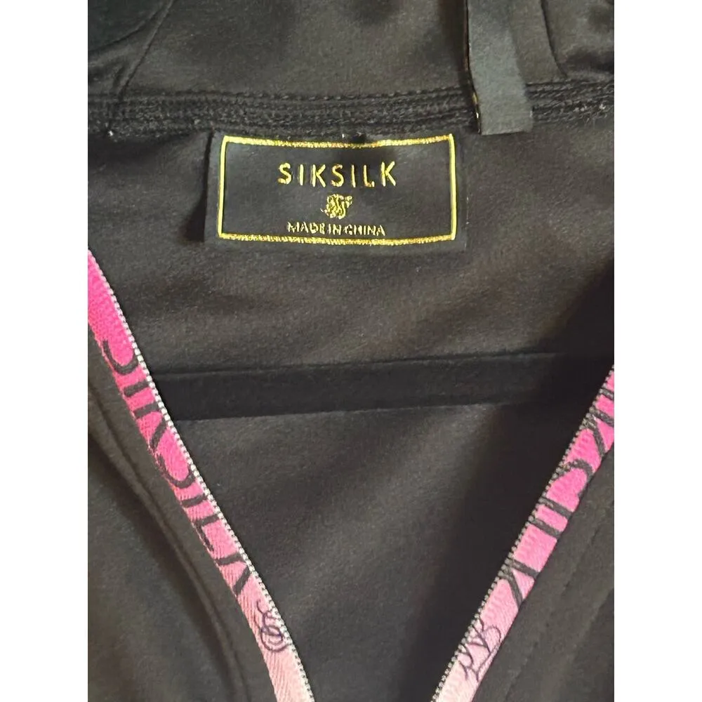 Siksilk 1/4 Hoodie in size Women 8 Black Hot Pink Girly Athleisure - Image 2