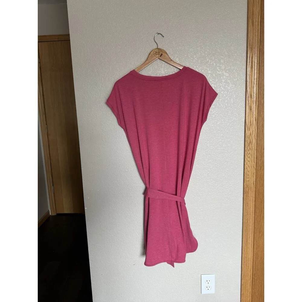 ICHI Ihrebel Tie Waist Tshirt Dress Size Small Metallic Pink - Image 5