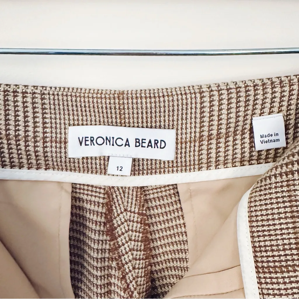 Veronica Beard Tonelli Prince of Wales Checked Linen & Cotton Wide-Leg Pant - Image 6