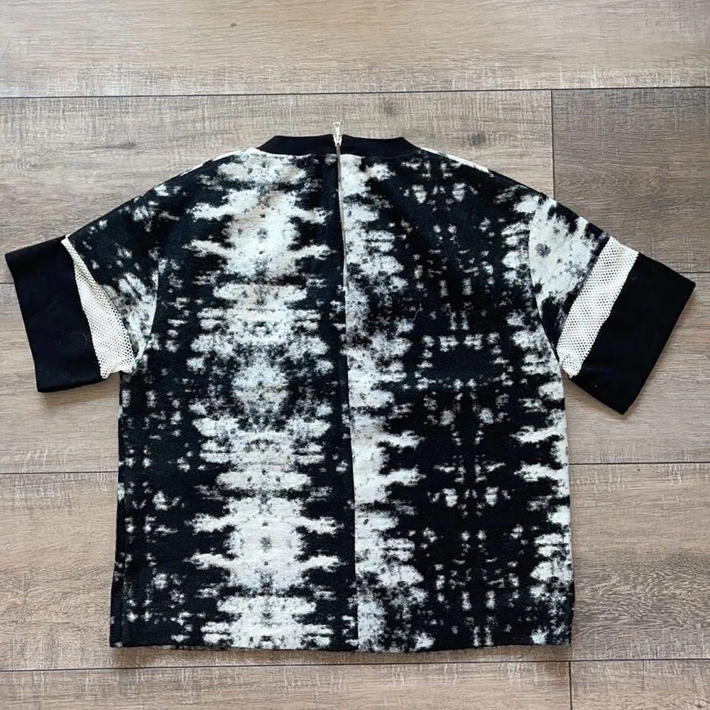 Sandro Short Sleeve Wool Abstract Top - Image 2