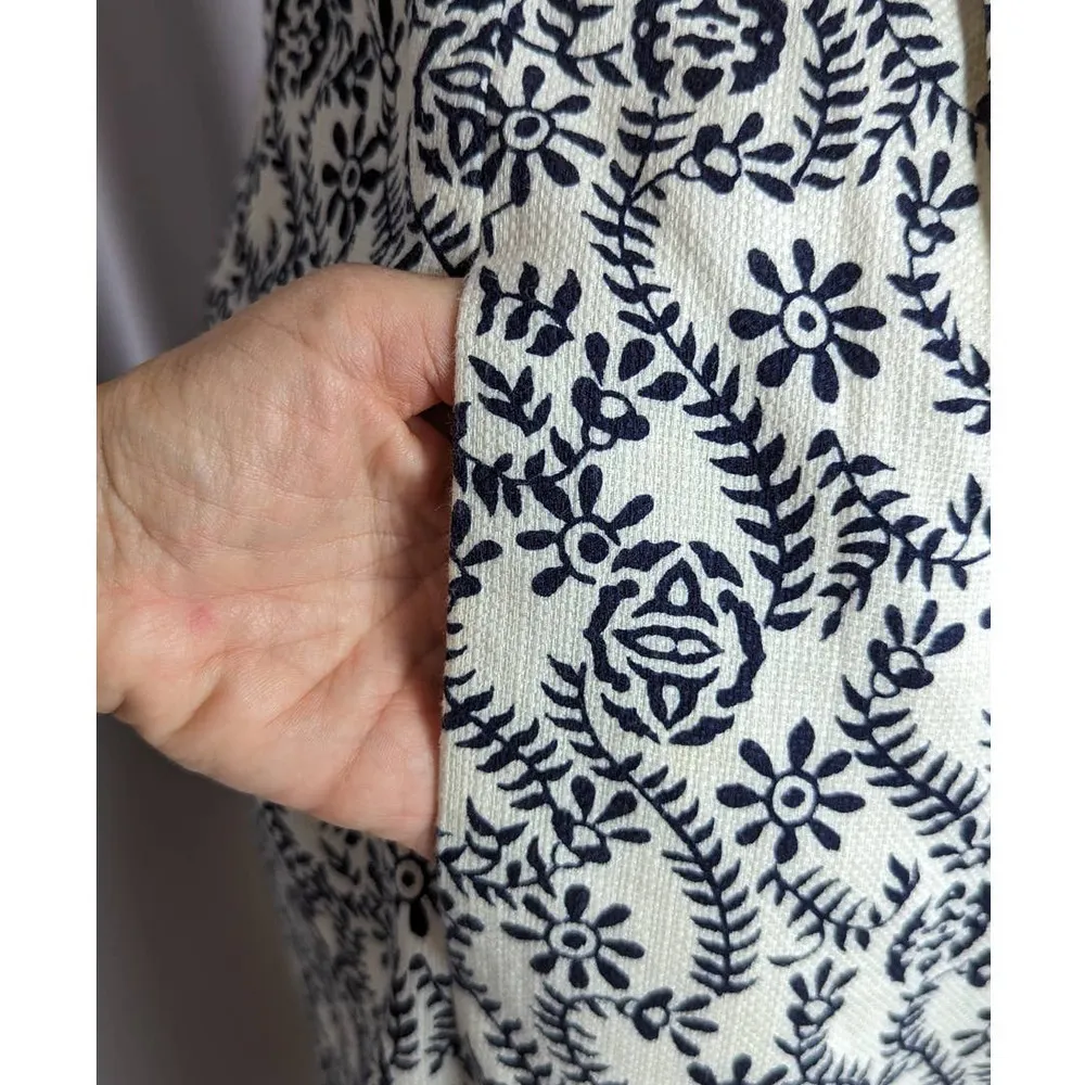 J. Crew Strapless Floral Print Mini Dress Cream and Blue Size 2 - Image 13