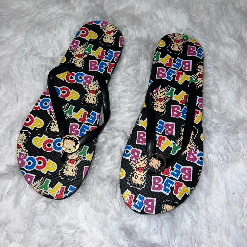 Betty Boop Thong Sandals Colorful Cartoon Flip Flops size 9 - Image 2
