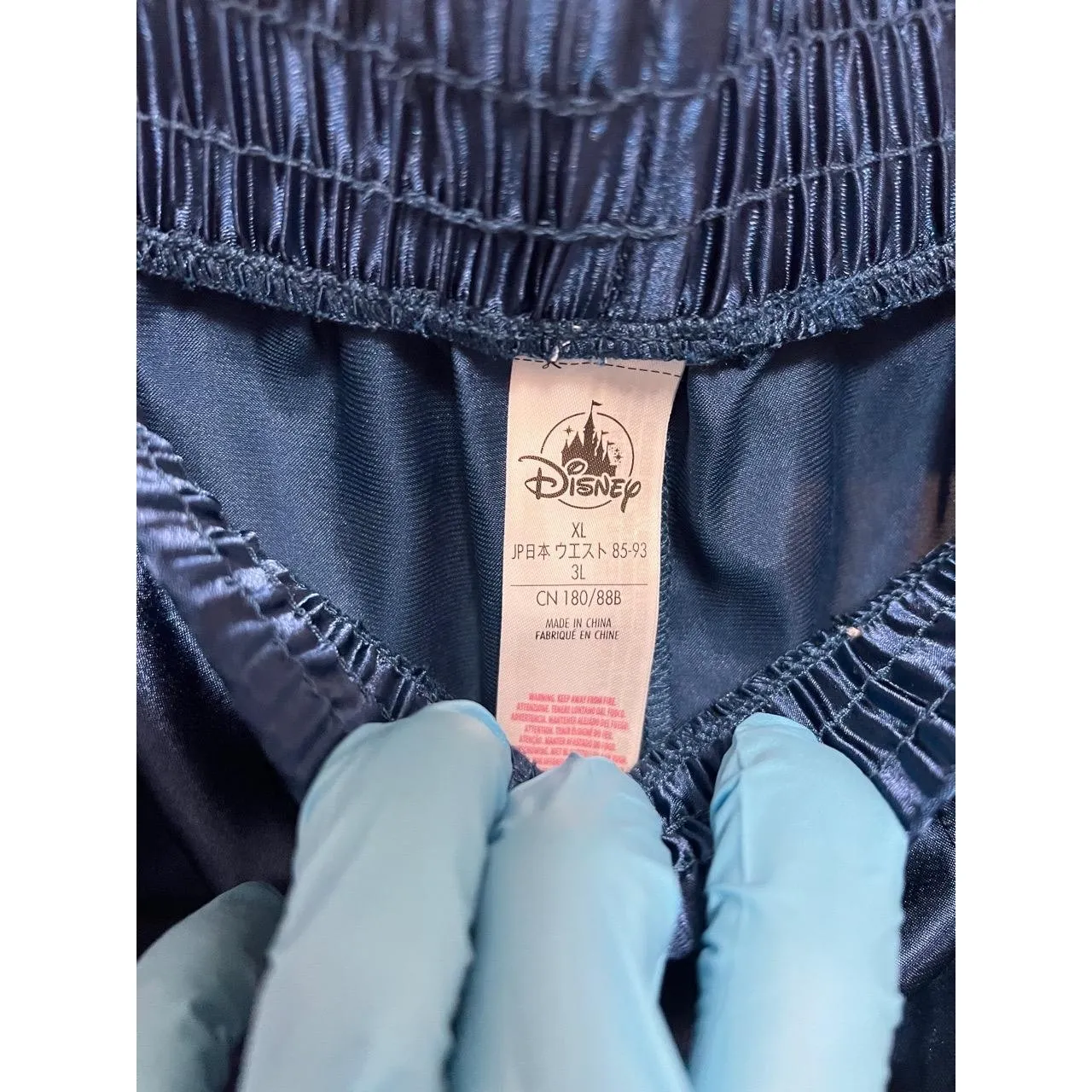 Disney Womens XL Blue Red Satin Shorts Monogrammed Athletics - Image 4