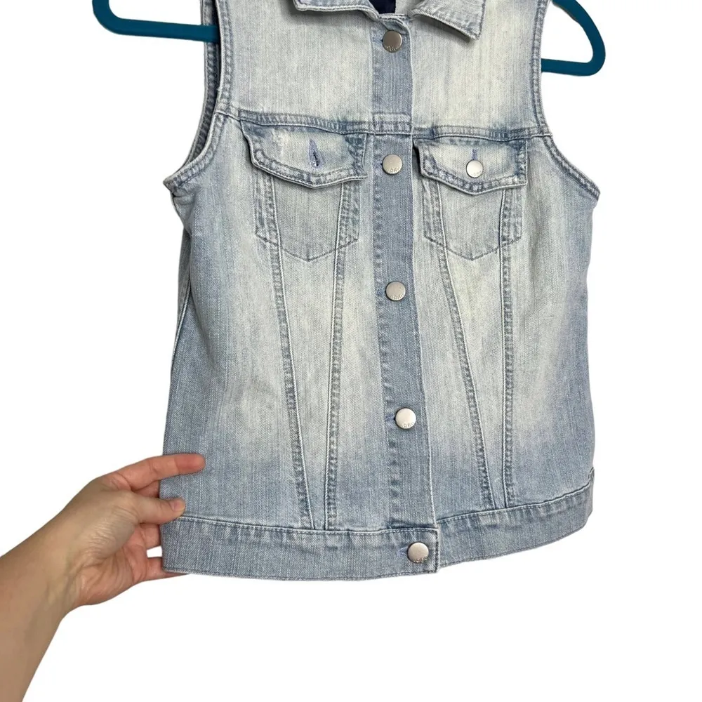 GAP Factory Light Acid Bleach Wash Denim Jean Vest Blue Size XS - Image 3