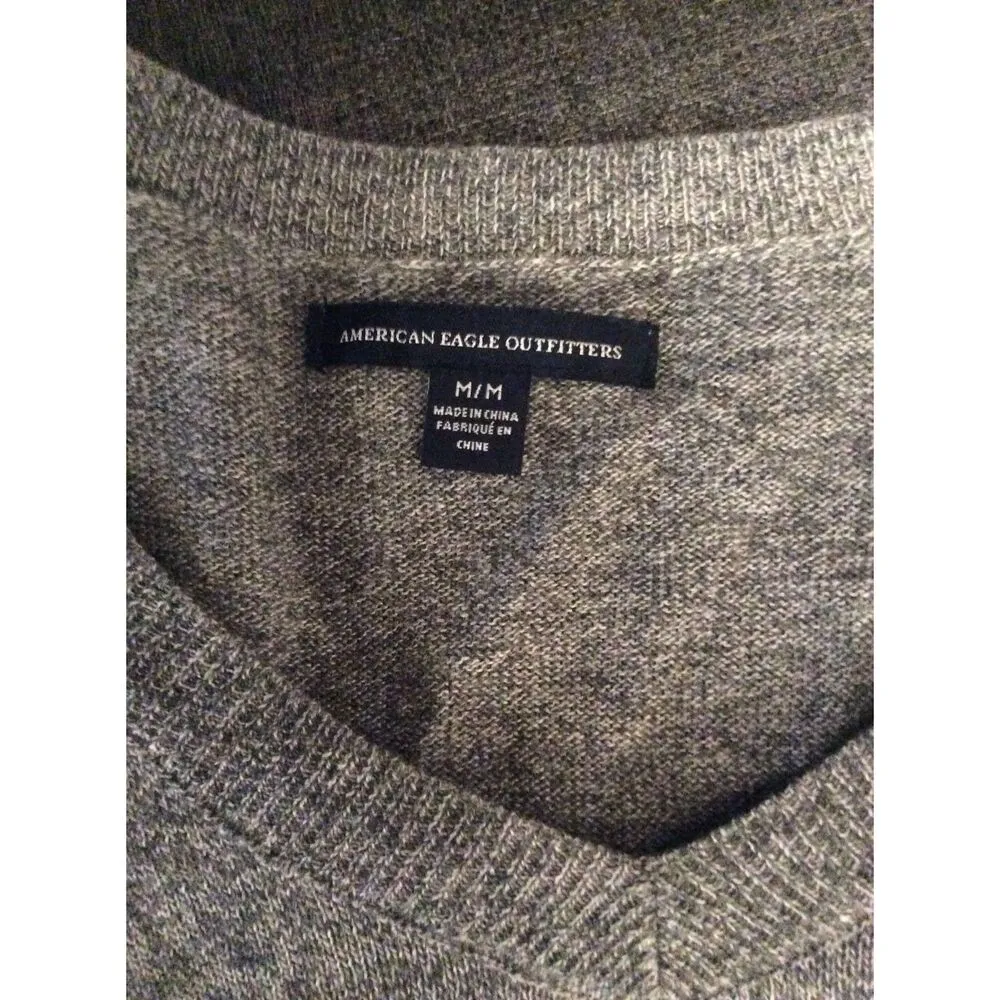 American Eagle Medium M Lightweight V Neck Sweater Shirt Blue - Image 4