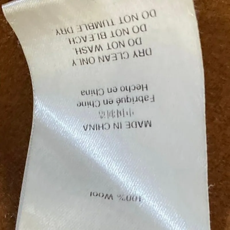 Genuine People 100% Wool Brown Long Sleeve Pockets Belted Trench Coat Jacket XS - Image 5