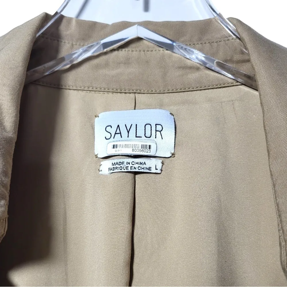 SAYLOR Briella Sleeveless Belted Button Up Trench Mini Dress in Khaki Tan - Image 6