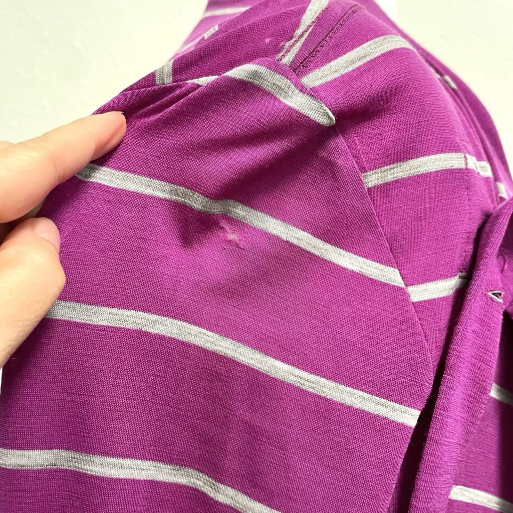 Icebreaker Merino Wool Blend Wrap Cardigan Sweater Purple Stripe size XS - Image 9