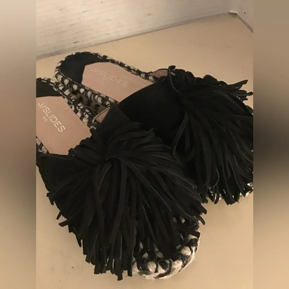 JSlides new with no tag'women black leather espadrilles platform sandals US 7.5 - Image 6