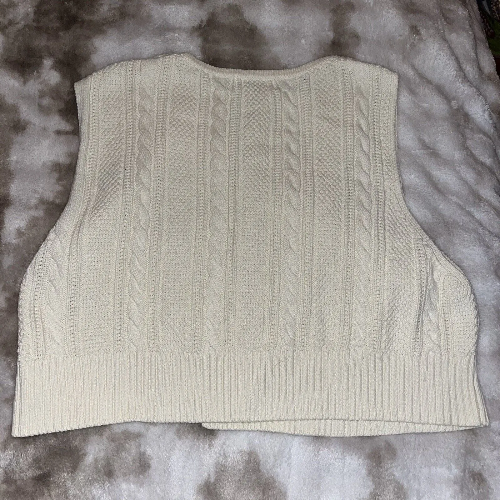 by Anthropologie Women's Chunky Knit Sweater Vest Size OS Cream Asymmetrical - Image 6