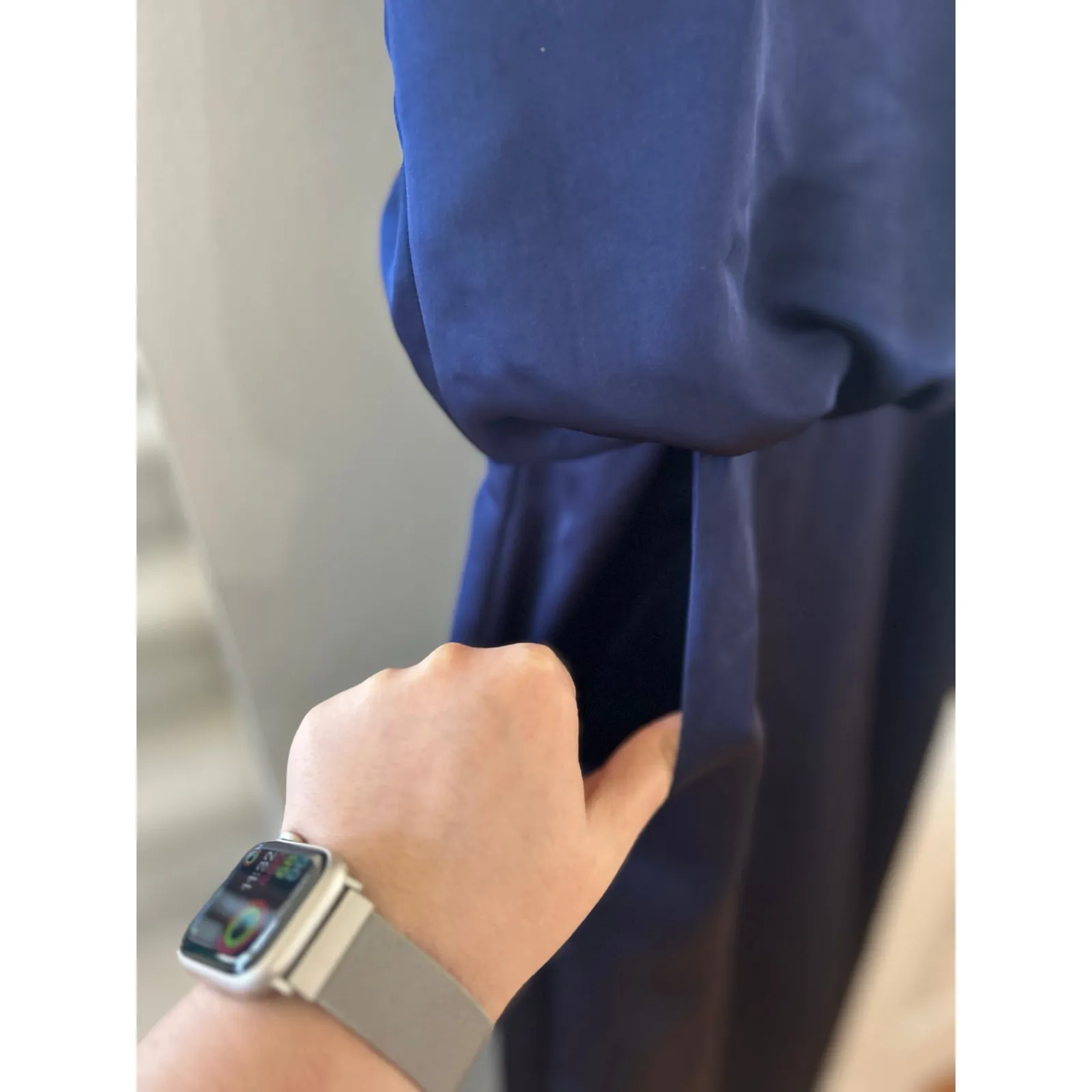 Trina Turk Navy Blue Satin Short Sleeve Wide Leg Open Back Jumpsuit - Image 6