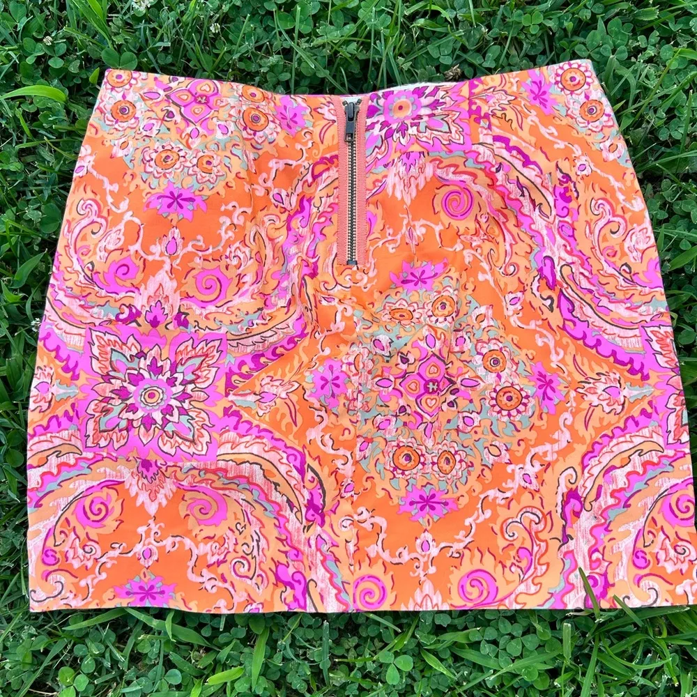 J. Crew Orange and Pink Mini Pencil Skirt Resort Wear - Image 3