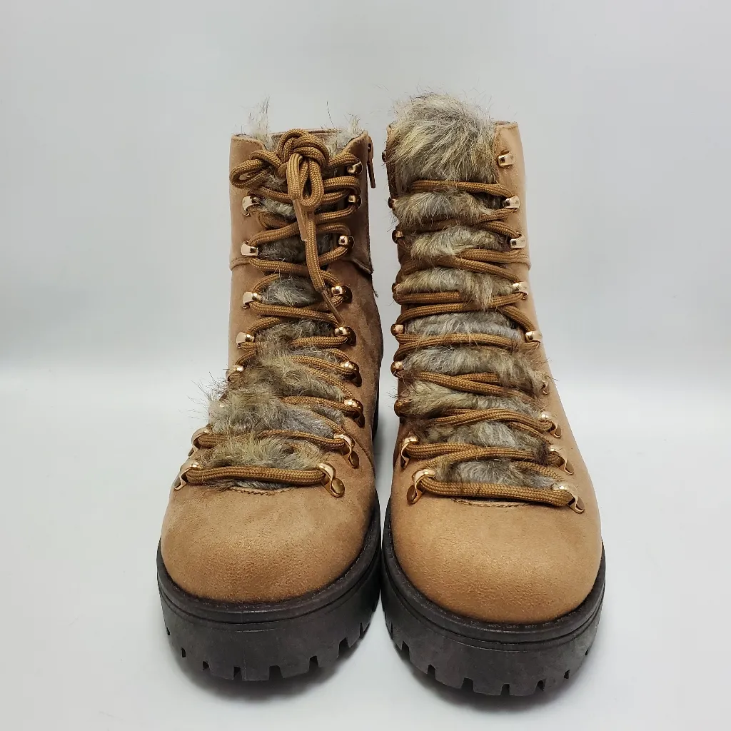 Journee Collection Women's Trail Tan Faux Suede Lace Up Hiking Boots Size 9 - Image 13