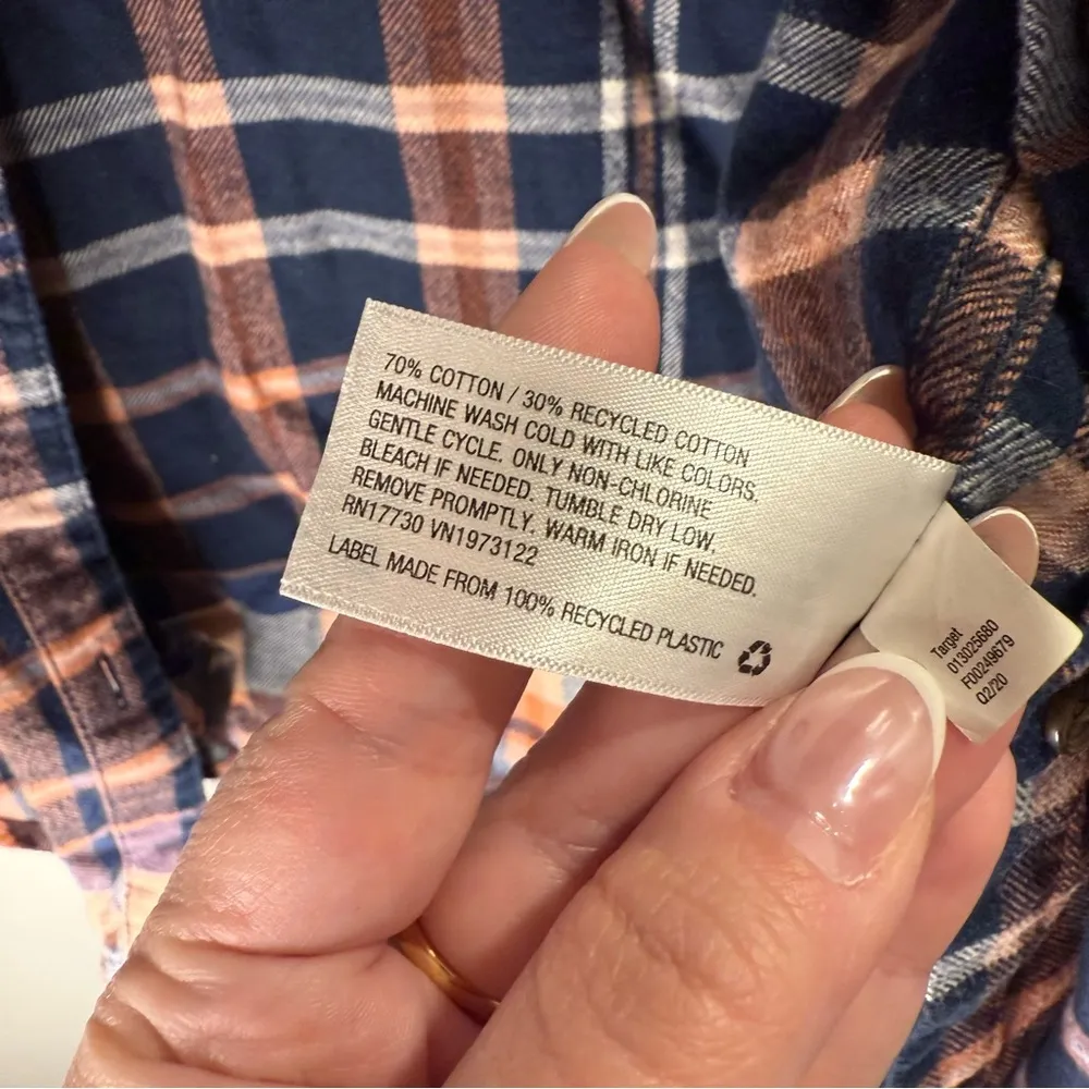 Universal Thread Blue and Orange Plaid Shirt - Size Large - Image 3