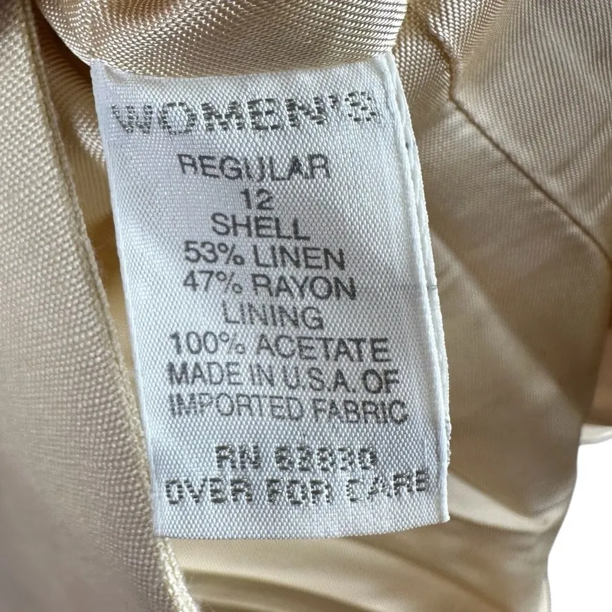 Beige/Pale Yellow Blazer Size 12 Regular - Image 3