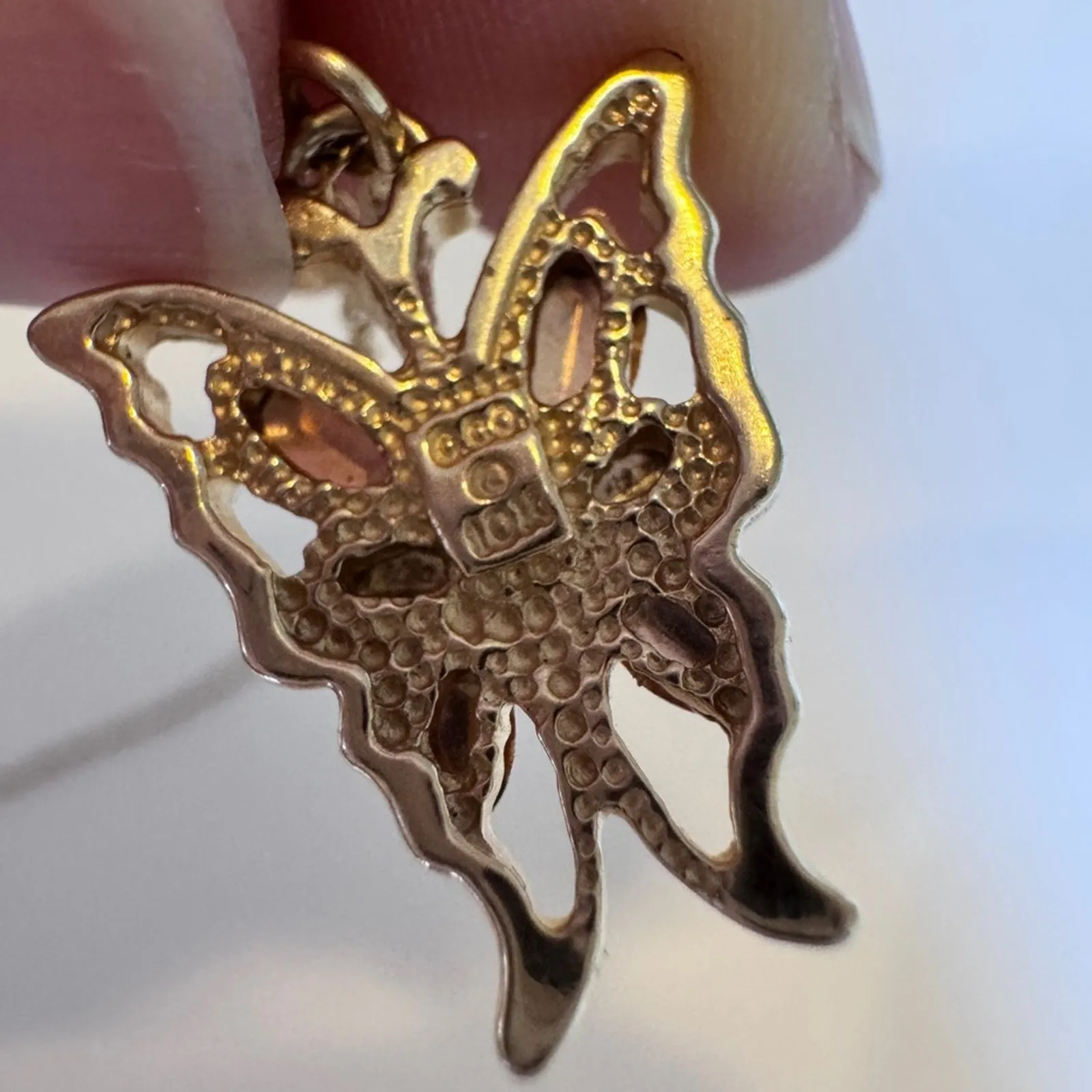 Vintage Black Hills Gold Butterfly Necklace 14k Gold Chain w/ 10k Gold Pendant - Image 6