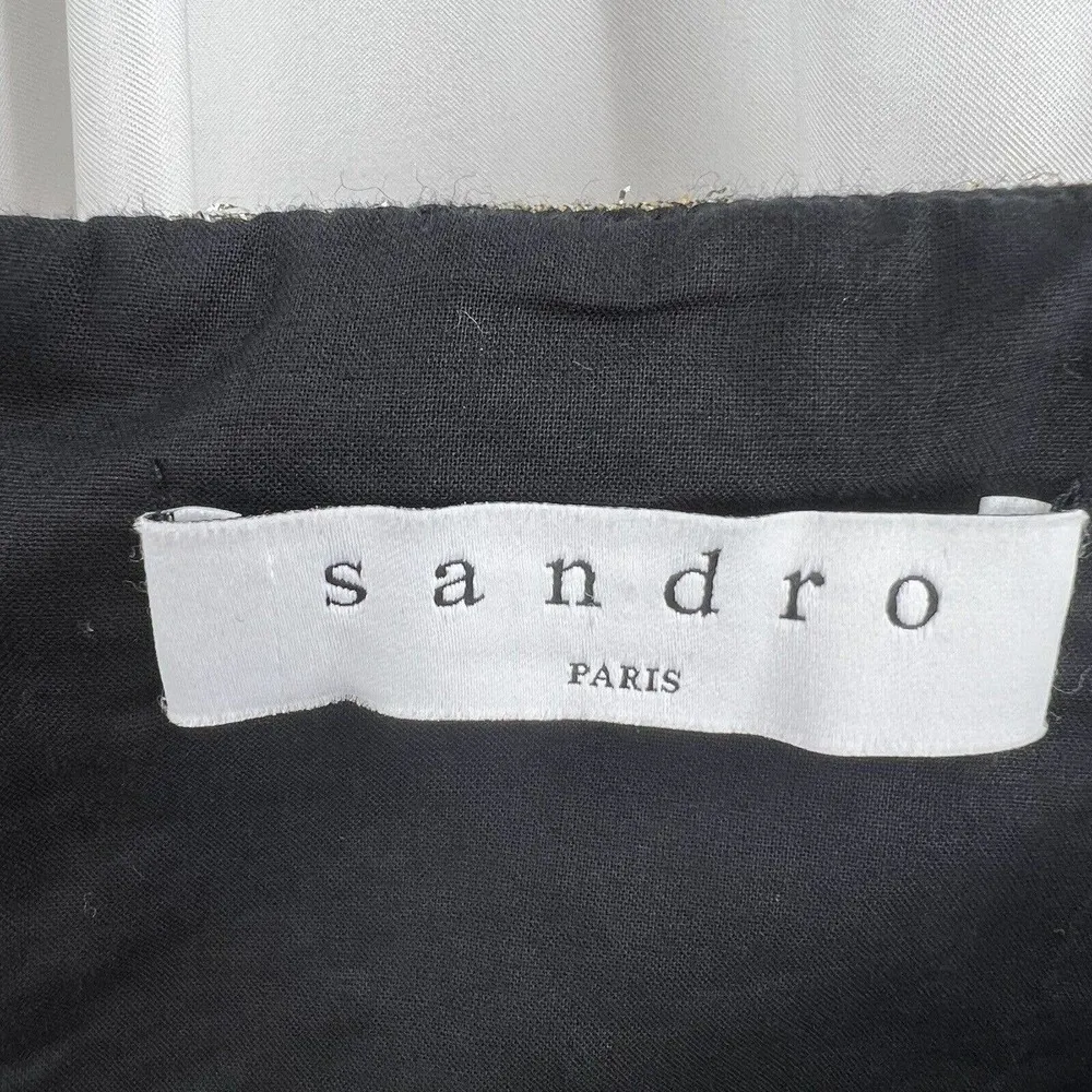 Sandro Palacio Dress Gold Silver Two Tone Metallic Off Shoulder - Image 7