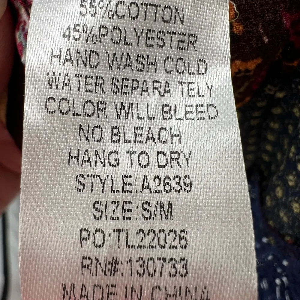 Umgee s/m open front floral fringe poncho shawl kimono navy casual feminine - Image 6