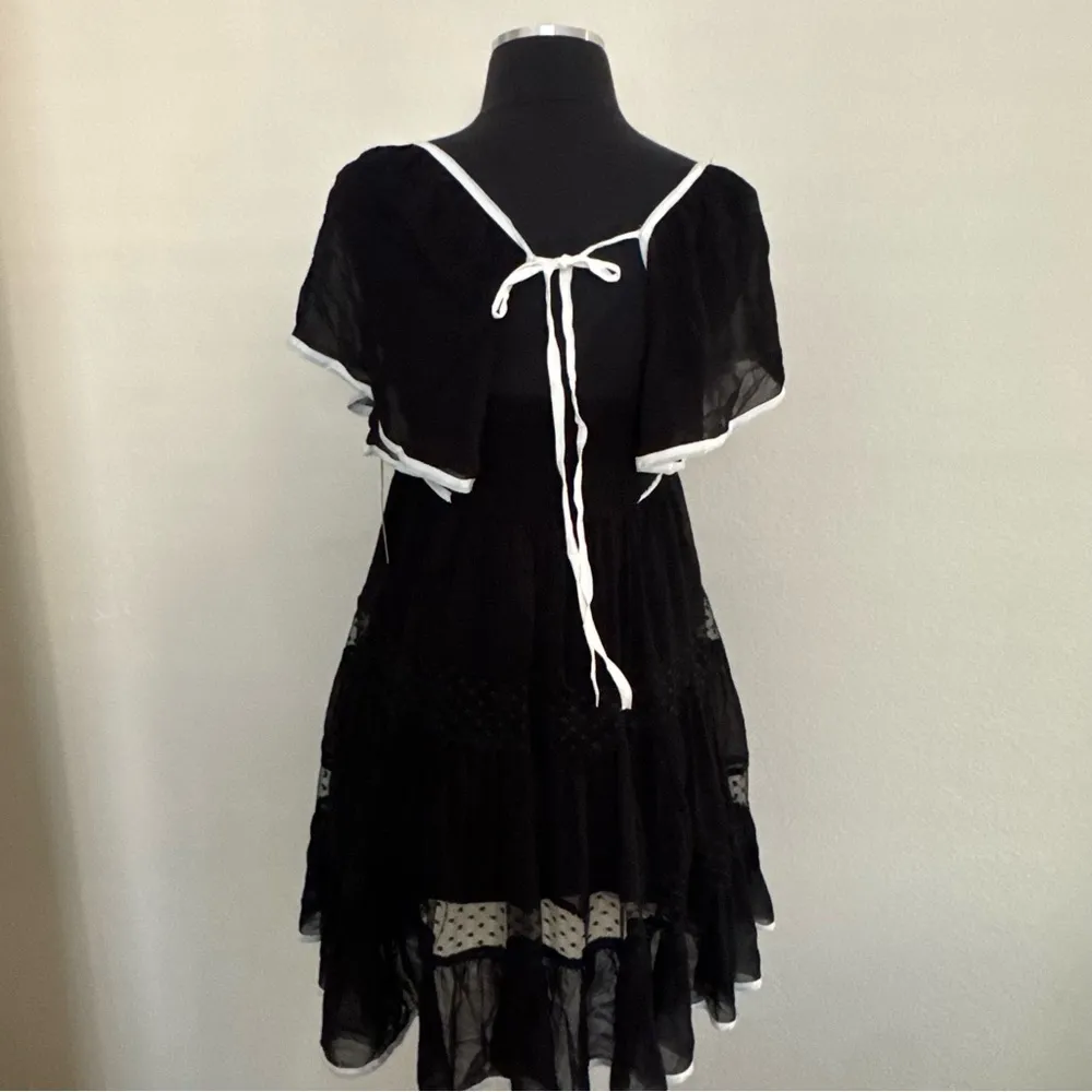 Anthropologie Maeve Flutter Sleeve Bow Babydoll Mini Dress Size XS - Image 6