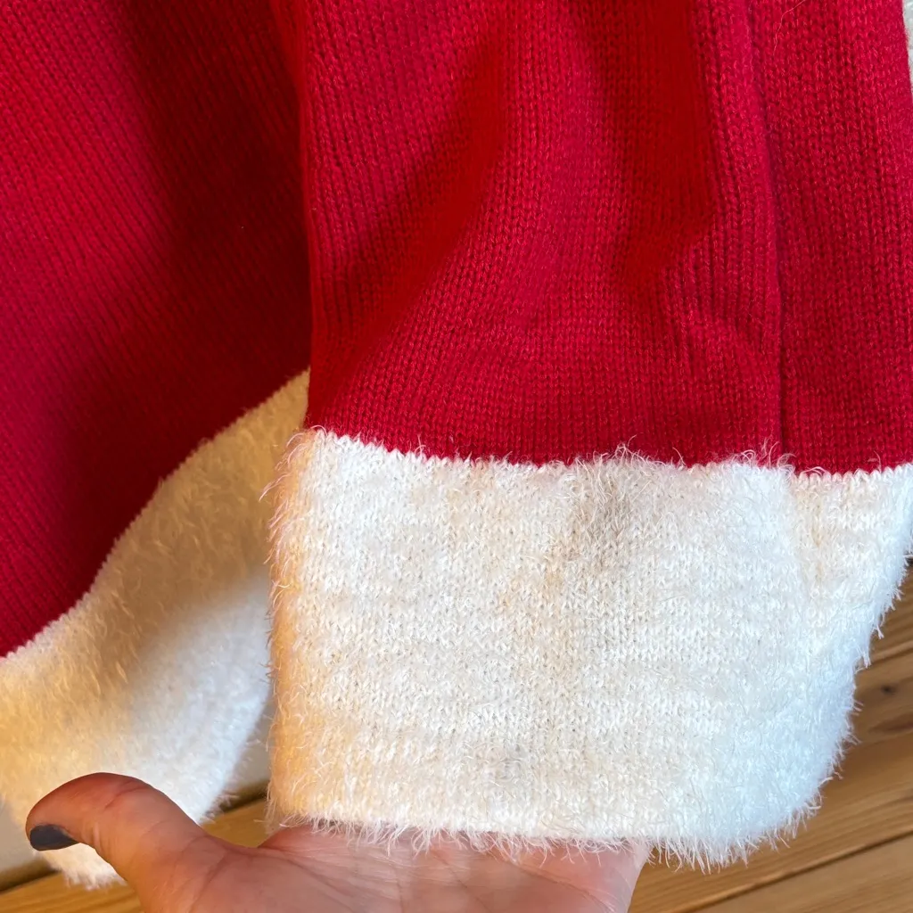 Christmas Santa Mrs. Claus Red Sweater Dress XL White Fuzzy Trim - Image 10