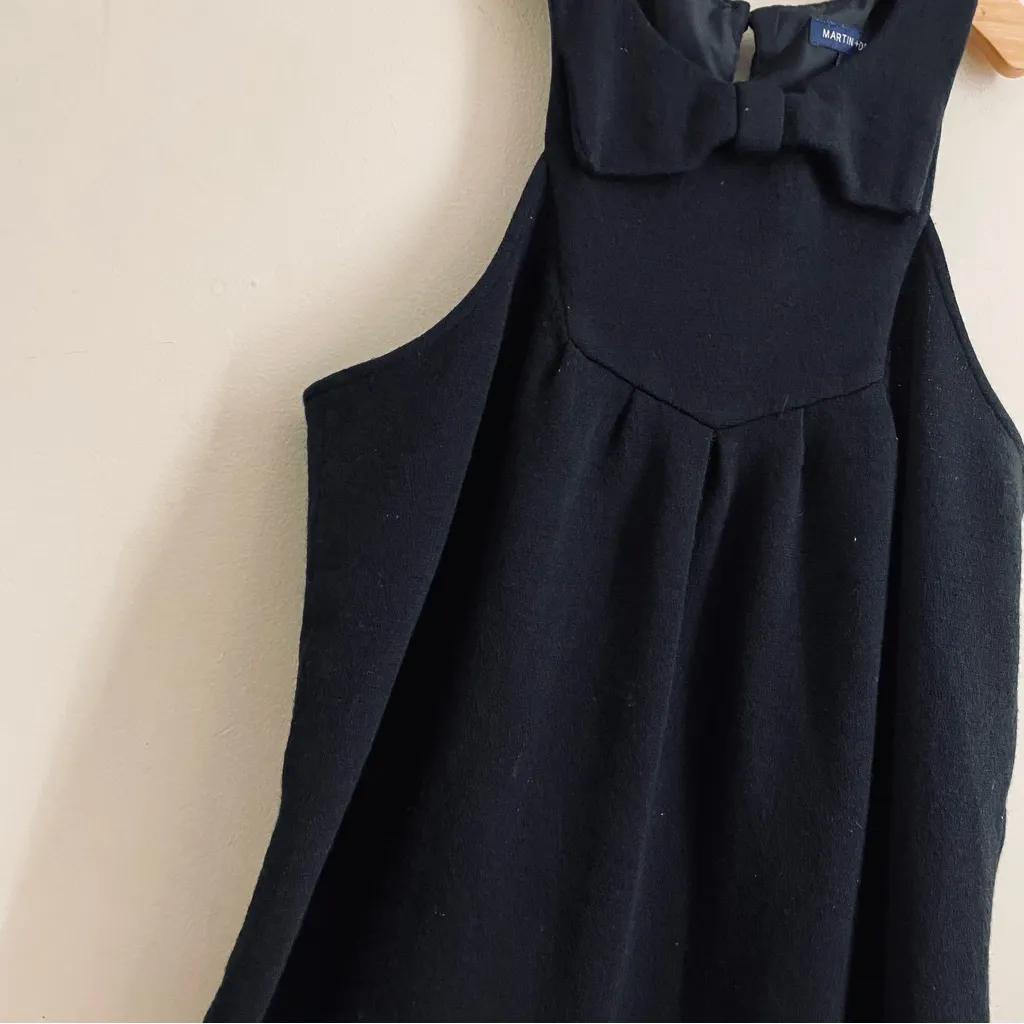 Martin + Osa Black Sleeveless Knit Dress Bow Detail Size 10 | Classic Mini Shift - Image 6