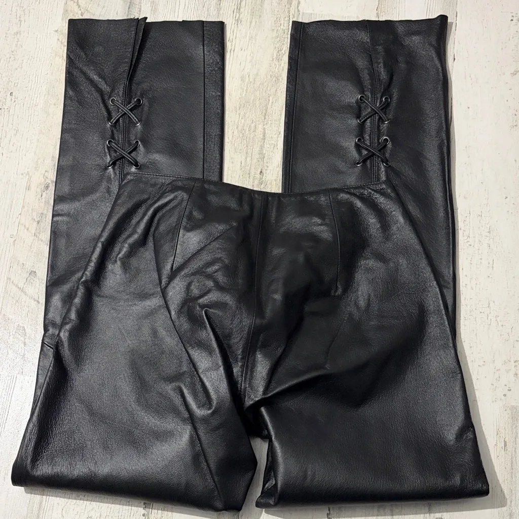 Wilsons Leather Maxima Black Lace-Up Pants and Top Set Vintage 1990’s - Image 5