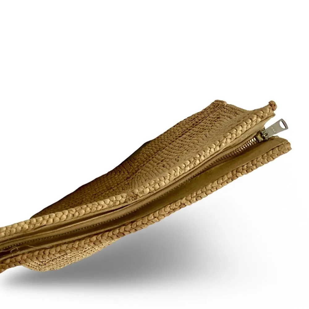 Vtg Mister Ernest Woven Straw Clutch Tan - Image 6