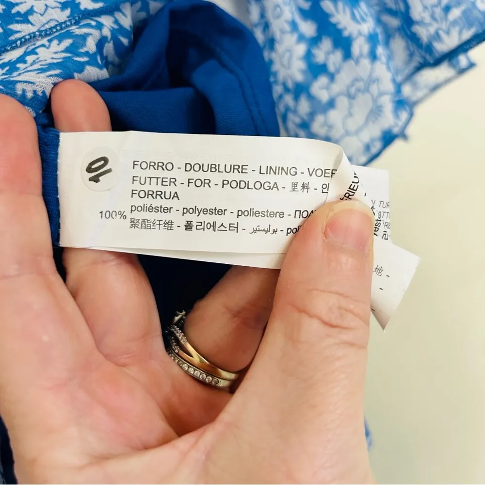 Zara Blue White Floral Ruffle Long Sleeve Short Romper NWT L - Image 9