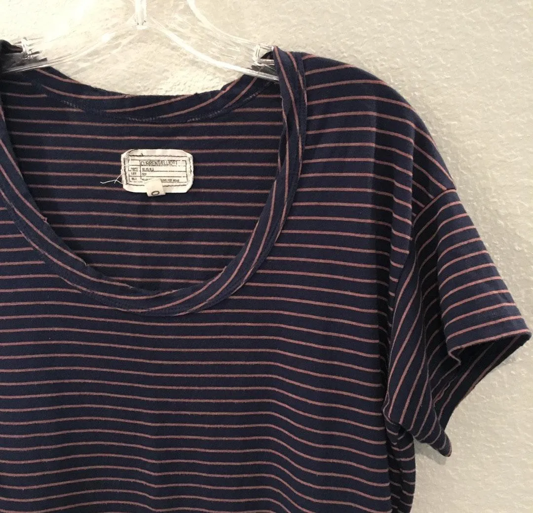 Current Elliott Navy Striped Jersey T-Shirt Dress - Image 5